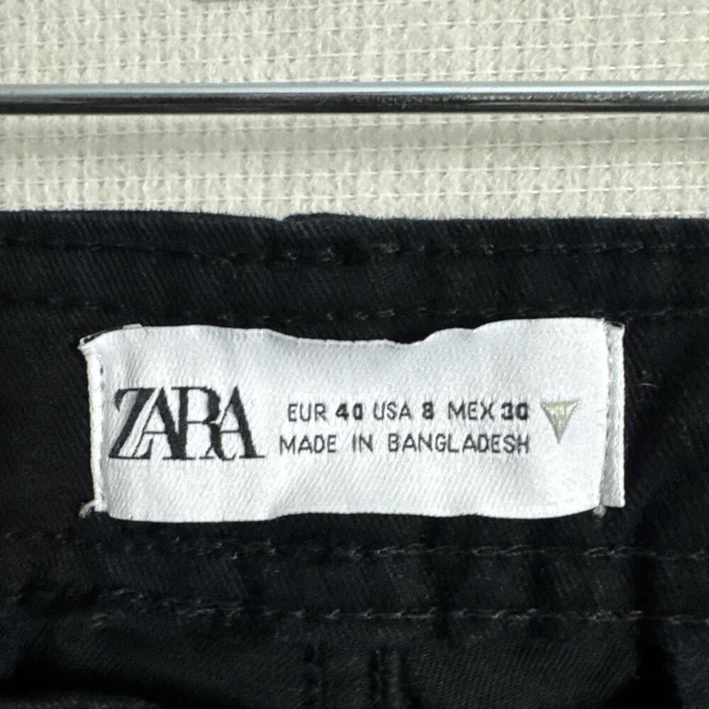 Zara Women's Size 8 Black No Stretch Relaxed Straight Leg Cargo Pants - Picture 7 of 11